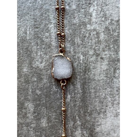 Los Angeles Boutique Rose Gold Long Chain Fashion Boho Gemstone Necklace NEW - Picture 5 of 8